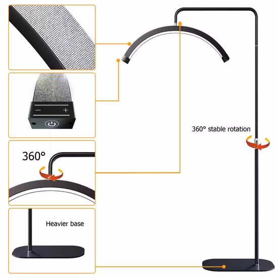 45W Brightness Adjustable Floor Standing Lamp for Eyelash Extension Beauty Skincare Salon LED Light