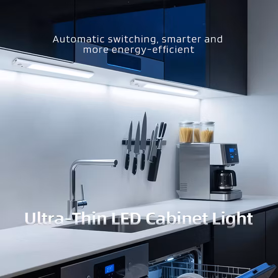 Luz LED con Sensor de venta caliente, luz LED debajo del gabinete, luz nocturna, Sensor de movimiento, lámpara de pared con tira magnética