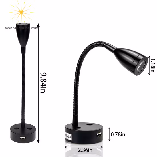 Tianhua Europeo Ligero Ajustable 3 Dimmer Brillo Plegable 3AAA Batería LED Luz de Uñas Lámpara de Mesa de Lectura con Cargador de Puerto USB